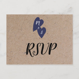 Rustikale Hochzeit Kraft Style Monogram Heart UA Postkarte