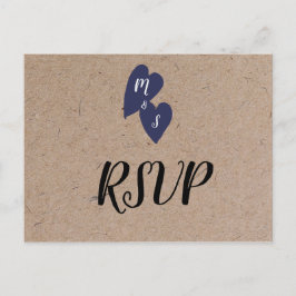 Rustikale Hochzeit | Kraft Style Monogram Heart UA Postkarte