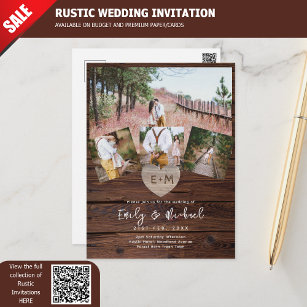 Rustikale Hochzeit lädt Foto Collage Moderne Postkarte