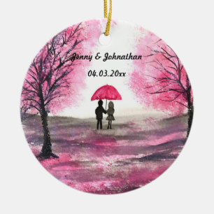 Rustikale Hochzeit Liebespaar Kirschblüten Baum Keramik Ornament