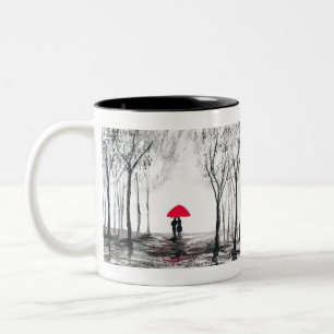 Rustikale Hochzeit Liebespaar roter Schirm Chic Zweifarbige Tasse