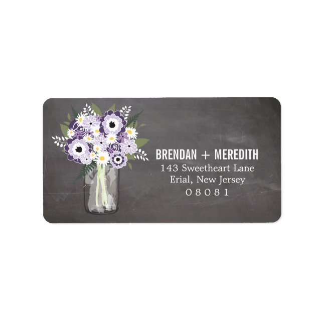 Rustikale Hochzeit Mason Jar und Floral Adressaufkleber (Vorne)