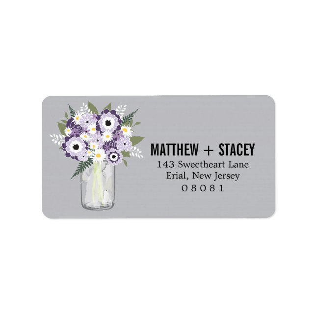 Rustikale Hochzeit Mason Jar und Floral Adressaufkleber (Vorne)