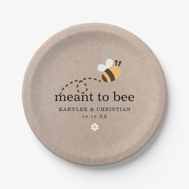 Rustikale Hochzeit "Meant To Bee" Pappteller (Vorderseite)