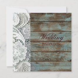 rustikale Hochzeit mit aquamarinem Stallholz Einladung