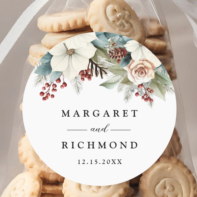 Rustikale Hochzeit mit blauer Blüte Runder Aufkleber (Von Creator hochgeladen)