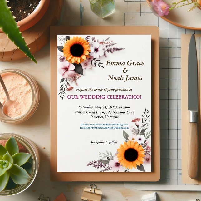 Rustikale Hochzeit mit Blumen Einladung (Von Creator hochgeladen)
