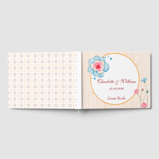 Rustikale Hochzeit mit Blumen Gästebuch (Voll)