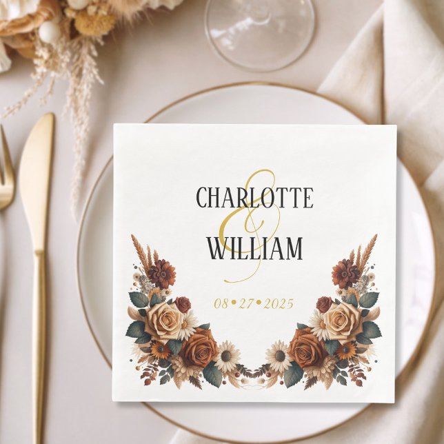 Rustikale Hochzeit mit Blumen Serviette (Rustic Floral Wedding Paper Dinner Napkins)