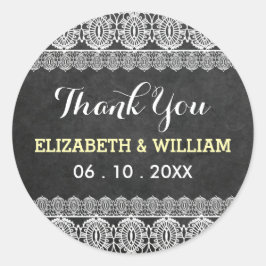 Rustikale Hochzeit mit Chalkboard Danke, gelb Runder Aufkleber