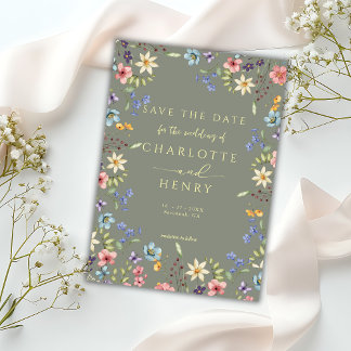 Rustikale Hochzeit mit einfacher Wildblume Save The Date