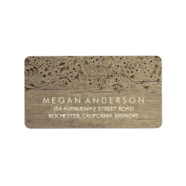 Rustikale Hochzeit mit eingravierten Holz-Blume Adressaufkleber