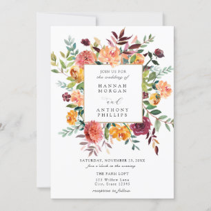 Rustikale Hochzeit mit Flora und Fauna Einladung