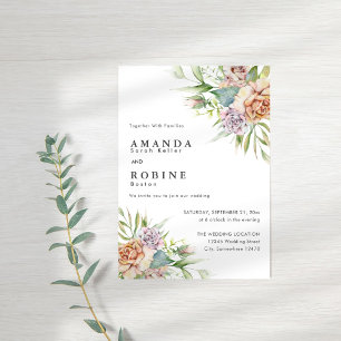 Rustikale Hochzeit mit Flora und Fauna Einladung