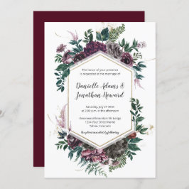 Rustikale Hochzeit mit grauer Geometrie Einladung