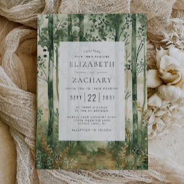 Rustikale Hochzeit mit grünem Gold Einladung