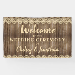Rustikale Hochzeit mit Holz und Creme Banner