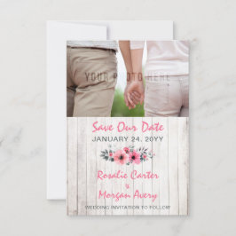 Rustikale Hochzeit mit Holzflora Save the Date