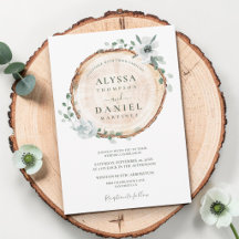 Rustikale Hochzeit mit Holzschnitt Wasserfarben