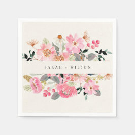 Rustikale Hochzeit mit lebendigem Rosa Wasserfarbe Serviette