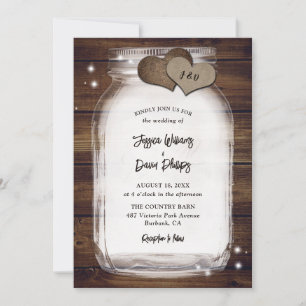 Rustikale Hochzeit mit Mason Jar, Juteherzen und H Einladung