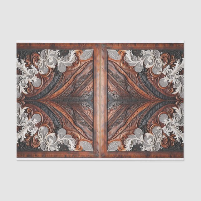 Rustikale Hochzeit mit mehrfarbigem Leder und Spit Seidenpapier (Vorderseite)