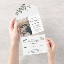 Rustikale Hochzeit mit mit Monogramm Foto All In One Einladung