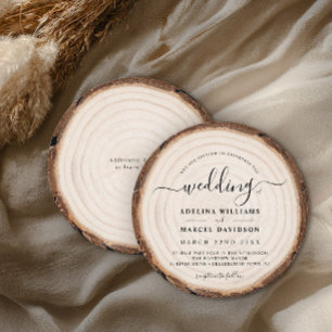 Rustikale Hochzeit mit modernem Holz Einladung