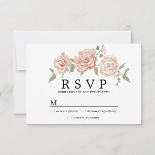 Rustikale Hochzeit mit rosa Rose RSVP Karte