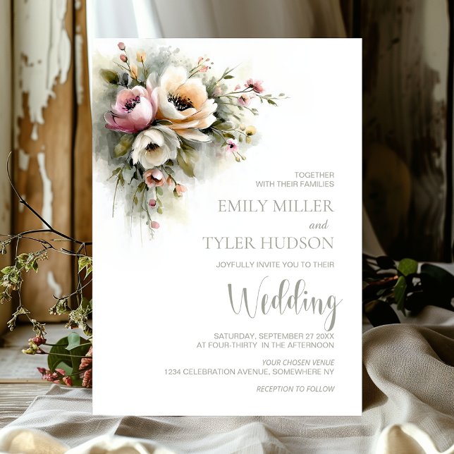 Rustikale Hochzeit mit rosa und orangefarbenen Blu Einladung (Von Creator hochgeladen)