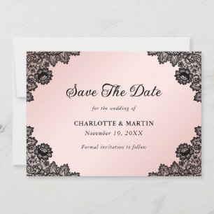 Rustikale Hochzeit mit schwarzem und blütendem Bra Save The Date