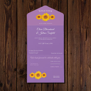 rustikale Hochzeit mit Sonnenblumen All In One Einladung