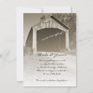 Rustikale Hochzeit mit überdachter Brücke - Save-t Save The Date