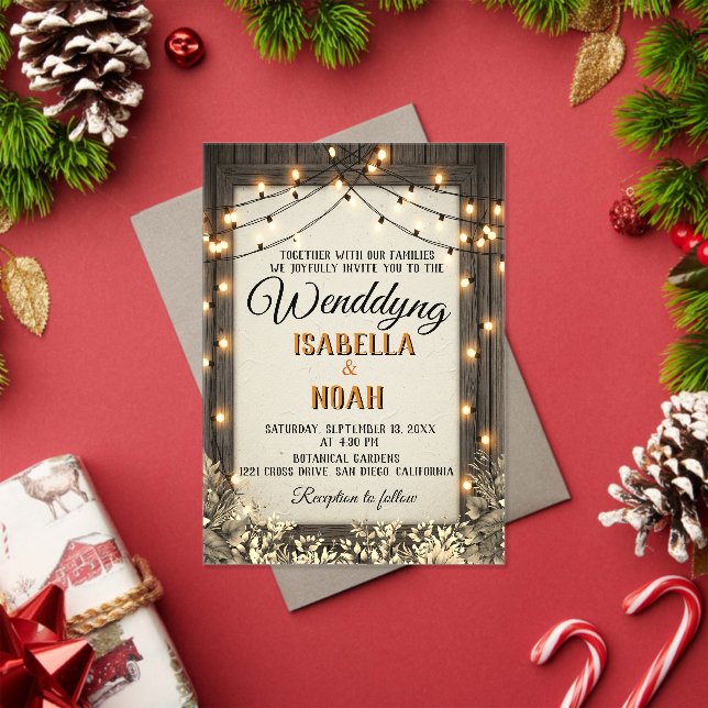 Rustikale Hochzeit mit Vintagen Blume und Foliage Acryleinladungen (Insitu (Feiertag))