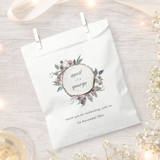 Rustikale Hochzeit mit wildem Rosa Eukalyptus Geschenktütchen (Ausgeschnitten)