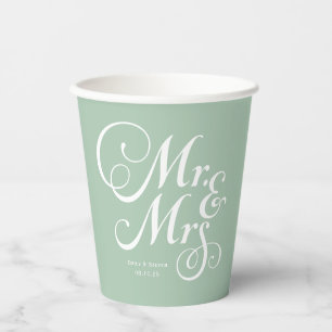 Rustikale Hochzeit mr & mrs Sage Green personalisi Pappbecher
