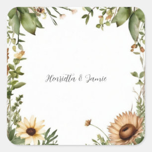 Rustikale Hochzeit Quadratischer Aufkleber