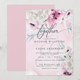Rustikale Hochzeit Rosa Blumen Einladung