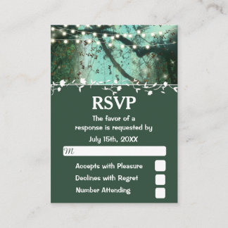 Rustikale Hochzeit RSVP für verzauberte Waldlichte Begleitkarte