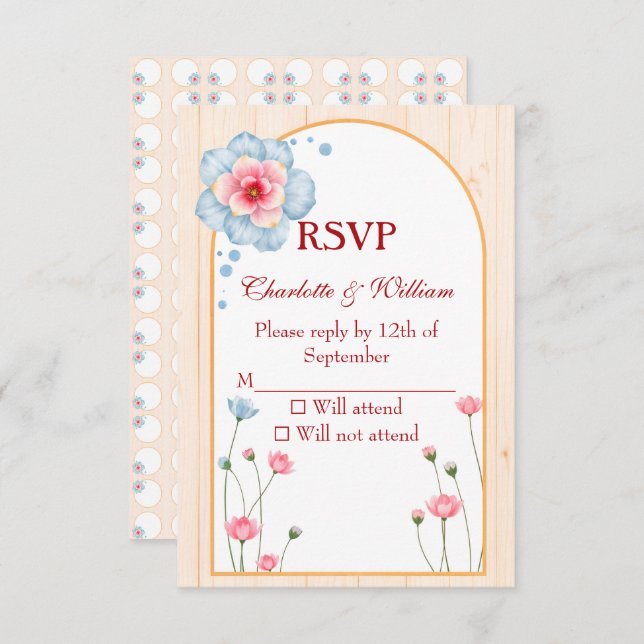 Rustikale Hochzeit RSVP Karte (Vorne/Hinten)