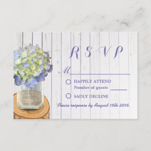 Rustikale Hochzeit RSVP Mason Jar & Hydrangea