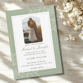 Rustikale Hochzeit Sage Grün und Weiß Modern Einladung