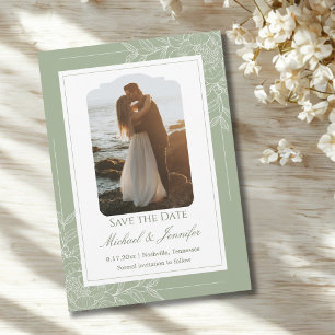 Rustikale Hochzeit Sage Grün und Weiß Modern Einladung