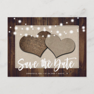 Rustikale Hochzeit speichert das Datum Postkarte