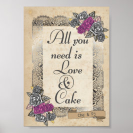 Rustikale Hochzeit Süße und Kuchen-Zeichen Poster