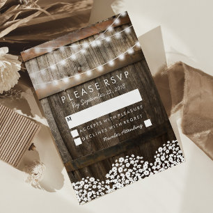 Rustikale Hochzeit UAWG Lichtzeichenfolge RSVP Karte