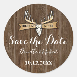 Rustikale Hochzeit Vintage Holz Save-the-Date-Kart Runder Aufkleber