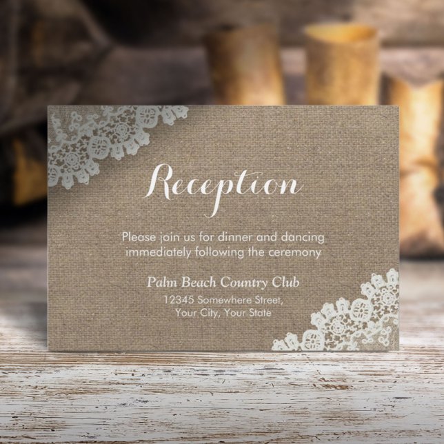 Rustikale Hochzeit Vintager Burlap-Empfang Einladung (Von Creator hochgeladen)