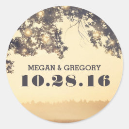 Rustikale Hochzeit von Baumrinden Runder Aufkleber