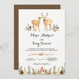Rustikale Hochzeit von Boho Woodland Deer Watercol Einladung